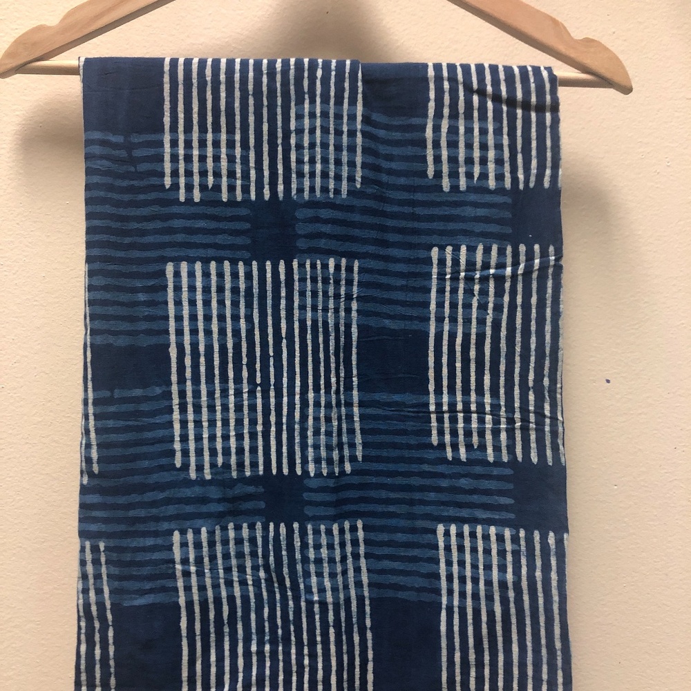 NEW hand block printed indigo cotton scarf